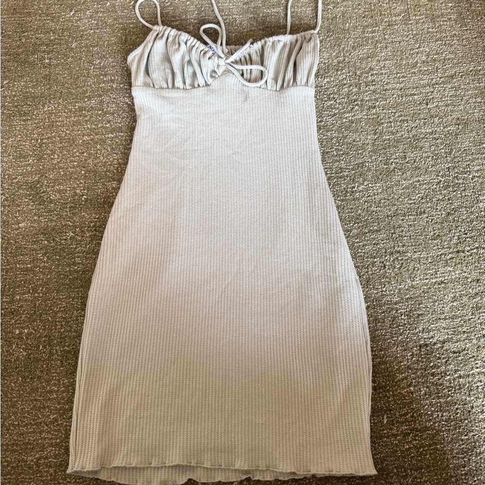 Green Ribbed Spaghetti-Strap Dress - Women